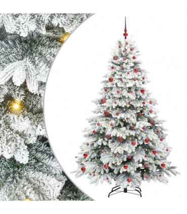 vidaXL Artificial Hinged Christmas Tree 210 cm 300 LEDs Warm White