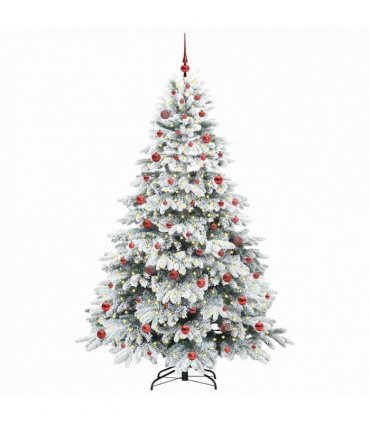 vidaXL Artificial Hinged Christmas Tree 210 cm 300 LEDs Warm White