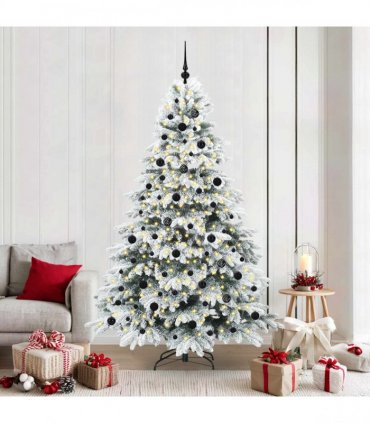 vidaXL Artificial Hinged Christmas Tree 210 cm 300 LEDs Warm White