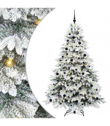 vidaXL Artificial Hinged Christmas Tree 210 cm 300 LEDs Warm White