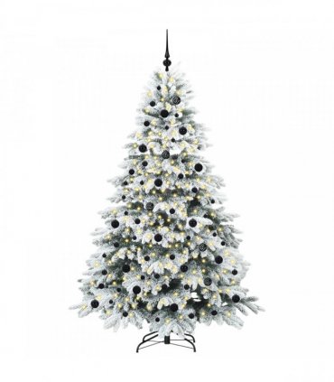 vidaXL Artificial Hinged Christmas Tree 210 cm 300 LEDs Warm White