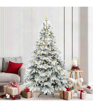 vidaXL Artificial Hinged Christmas Tree 210 cm 300 LEDs Warm White