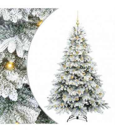 vidaXL Artificial Hinged Christmas Tree 210 cm 300 LEDs Warm White