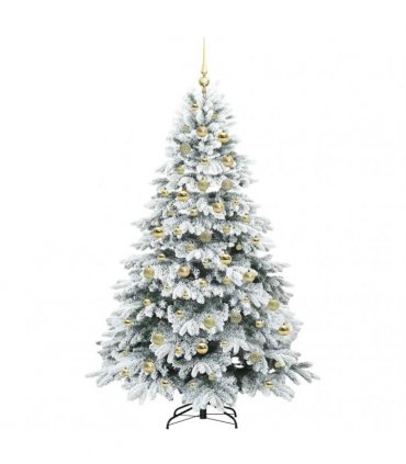 vidaXL Artificial Hinged Christmas Tree 210 cm 300 LEDs Warm White