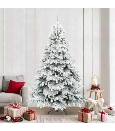 vidaXL Artificial Hinged Christmas Tree 210 cm 300 LEDs Warm White