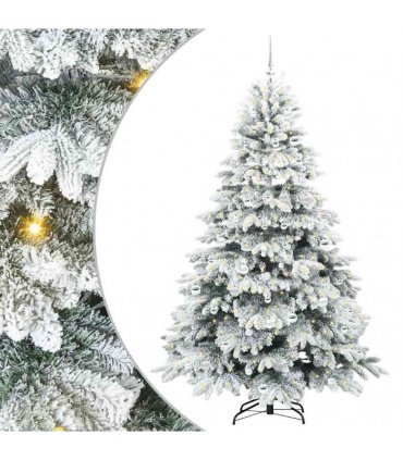 vidaXL Artificial Hinged Christmas Tree 210 cm 300 LEDs Warm White