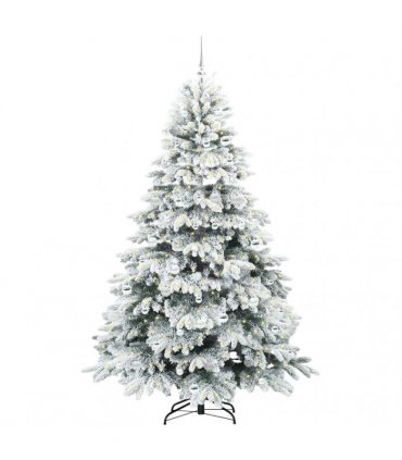 vidaXL Artificial Hinged Christmas Tree 210 cm 300 LEDs Warm White