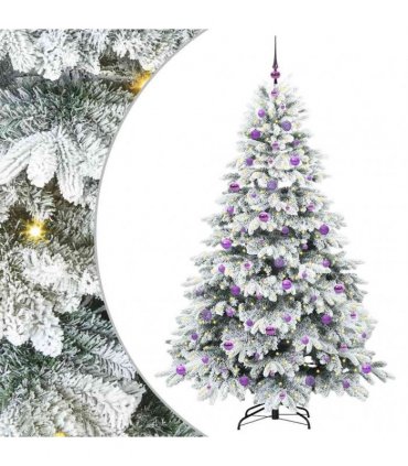 vidaXL Artificial Hinged Christmas Tree 210 cm 300 LEDs Warm White
