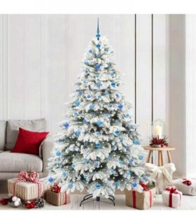 vidaXL Artificial Hinged Christmas Tree 210 cm 300 LEDs Warm White
