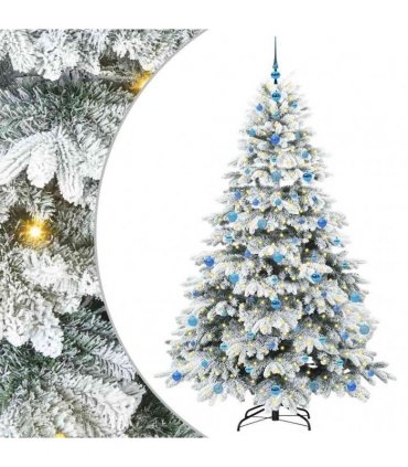vidaXL Artificial Hinged Christmas Tree 210 cm 300 LEDs Warm White