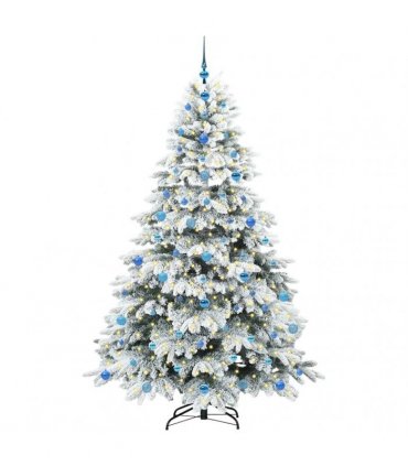 vidaXL Artificial Hinged Christmas Tree 210 cm 300 LEDs Warm White