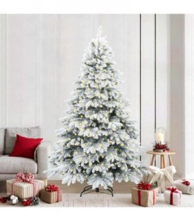 vidaXL Artificial Hinged Christmas Tree 240 cm 300 LEDs Warm White