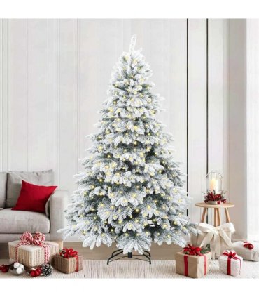 vidaXL Artificial Hinged Christmas Tree 240 cm 300 LEDs Warm White