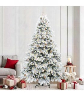 vidaXL Artificial Hinged Christmas Tree 240 cm 300 LEDs Warm White