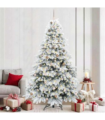 vidaXL Artificial Hinged Christmas Tree 240 cm 300 LEDs Warm White