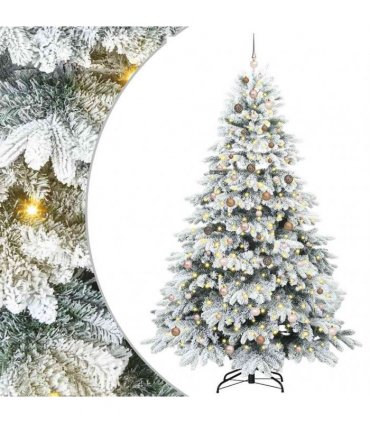 vidaXL Artificial Hinged Christmas Tree 240 cm 300 LEDs Warm White