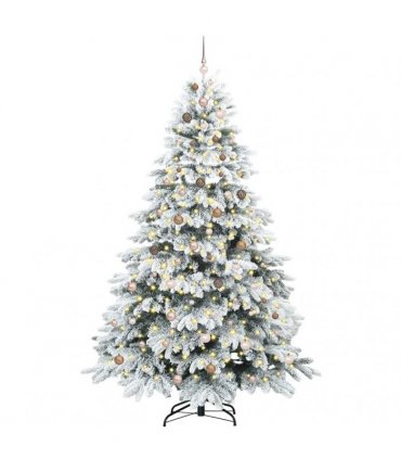 vidaXL Artificial Hinged Christmas Tree 240 cm 300 LEDs Warm White