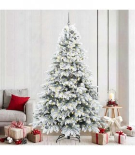 vidaXL Artificial Hinged Christmas Tree 240 cm 300 LEDs Warm White