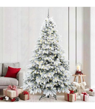 vidaXL Artificial Hinged Christmas Tree 240 cm 300 LEDs Warm White