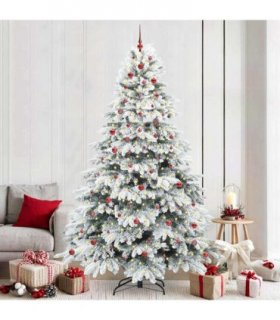 vidaXL Artificial Hinged Christmas Tree 240 cm 300 LEDs Warm White