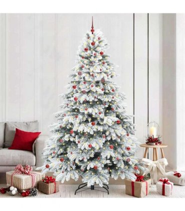 vidaXL Artificial Hinged Christmas Tree 240 cm 300 LEDs Warm White