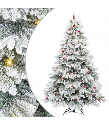 vidaXL Artificial Hinged Christmas Tree 240 cm 300 LEDs Warm White
