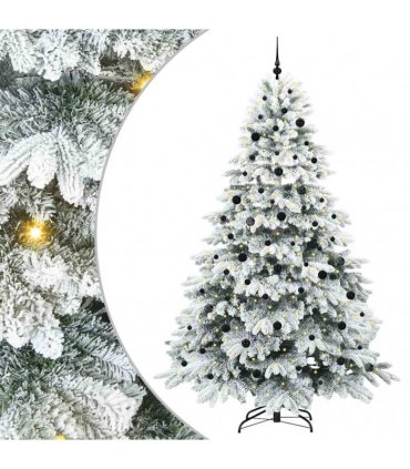 vidaXL Artificial Hinged Christmas Tree 240 cm 300 LEDs Warm White