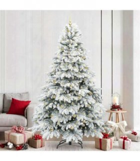 vidaXL Artificial Hinged Christmas Tree 240 cm 300 LEDs Warm White