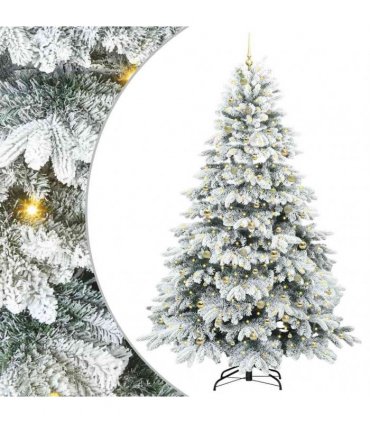 vidaXL Artificial Hinged Christmas Tree 240 cm 300 LEDs Warm White