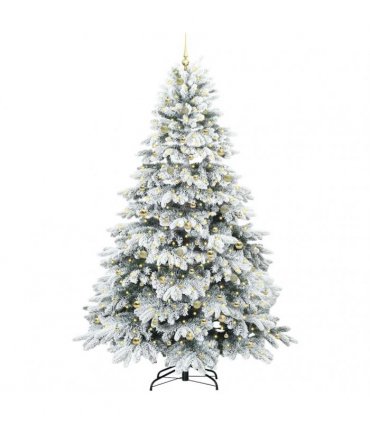 vidaXL Artificial Hinged Christmas Tree 240 cm 300 LEDs Warm White