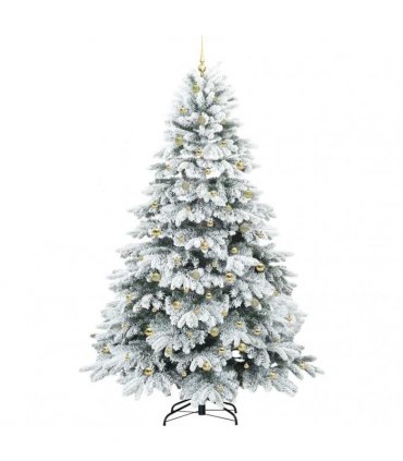 vidaXL Artificial Hinged Christmas Tree 240 cm 300 LEDs Warm White