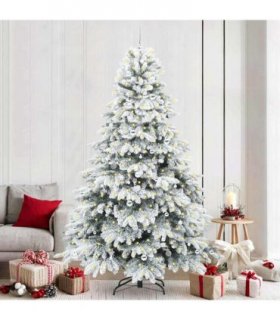 vidaXL Artificial Hinged Christmas Tree 240 cm 300 LEDs Warm White