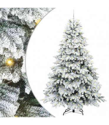 vidaXL Artificial Hinged Christmas Tree 240 cm 300 LEDs Warm White