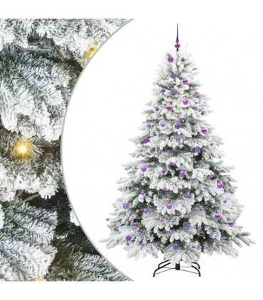 vidaXL Artificial Hinged Christmas Tree 240 cm 300 LEDs Warm White
