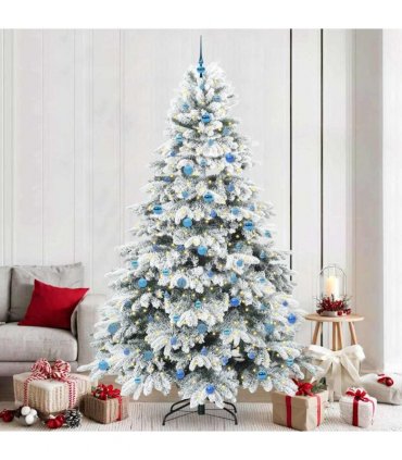 vidaXL Artificial Hinged Christmas Tree 240 cm 300 LEDs Warm White