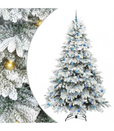 vidaXL Artificial Hinged Christmas Tree 240 cm 300 LEDs Warm White
