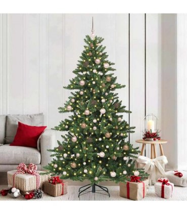vidaXL Artificial Hinged Christmas Tree Green 210 cm PVC