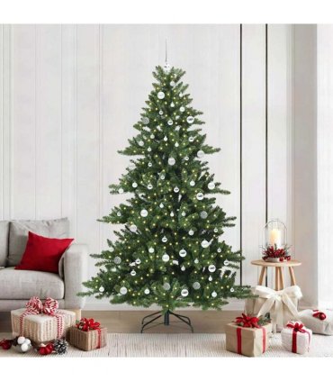 vidaXL Artificial Hinged Christmas Tree Green 210 cm PVC