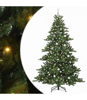 vidaXL Artificial Hinged Christmas Tree Green 240 cm PVC