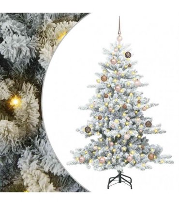 vidaXL Artificial Hinged Christmas Tree Green and white 150 cm PVC