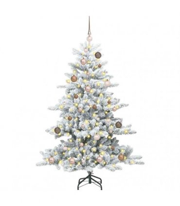 vidaXL Artificial Hinged Christmas Tree Green and white 150 cm PVC