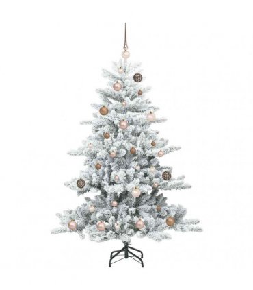 vidaXL Artificial Hinged Christmas Tree Green and white 150 cm PVC