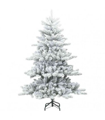 vidaXL Artificial Hinged Christmas Tree Green and white 150 cm PVC