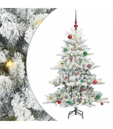 vidaXL Artificial Hinged Christmas Tree Green and white 150 cm PVC