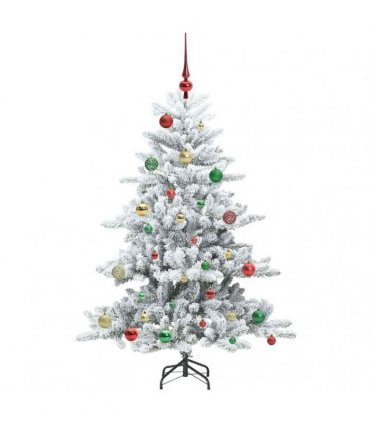 vidaXL Artificial Hinged Christmas Tree Green and white 150 cm PVC