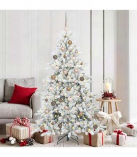 vidaXL Artificial Hinged Christmas Tree Green and white 180 cm PVC