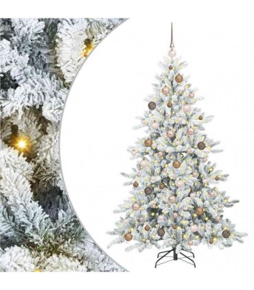 vidaXL Artificial Hinged Christmas Tree Green and white 180 cm PVC