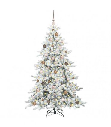 vidaXL Artificial Hinged Christmas Tree Green and white 180 cm PVC
