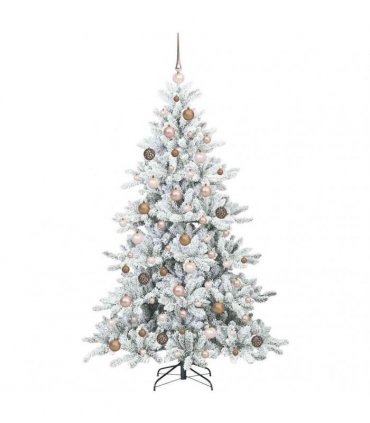 vidaXL Artificial Hinged Christmas Tree Green and white 180 cm PVC