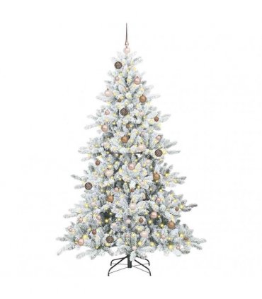 vidaXL Artificial Hinged Christmas Tree Green and white 210 cm PVC